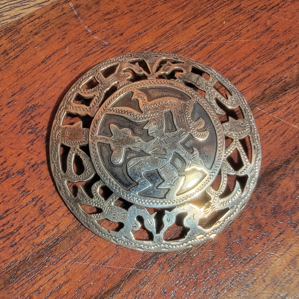 Guatemalan 900 Silver Shaman Warrior Mayan Brooch Or Pendant